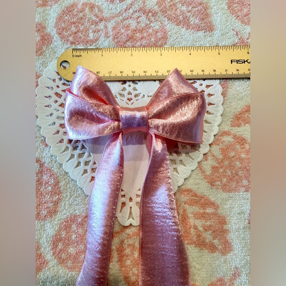 Metallic Rose Pink Hair Bow - Picture 5 of 6